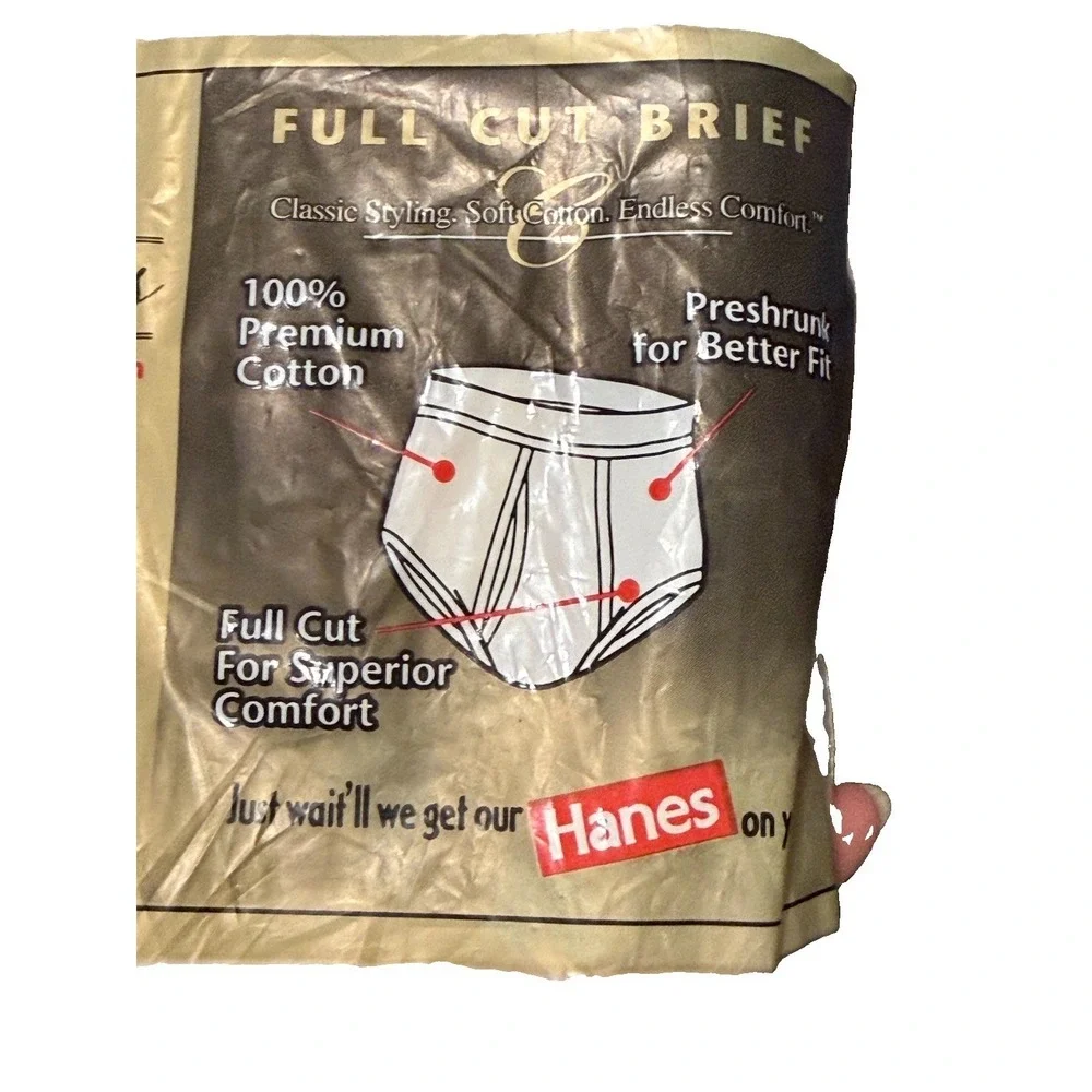 Vintage Classics Hanes White Cotton Briefs XL 40 New Original‎ Package 3 pairs